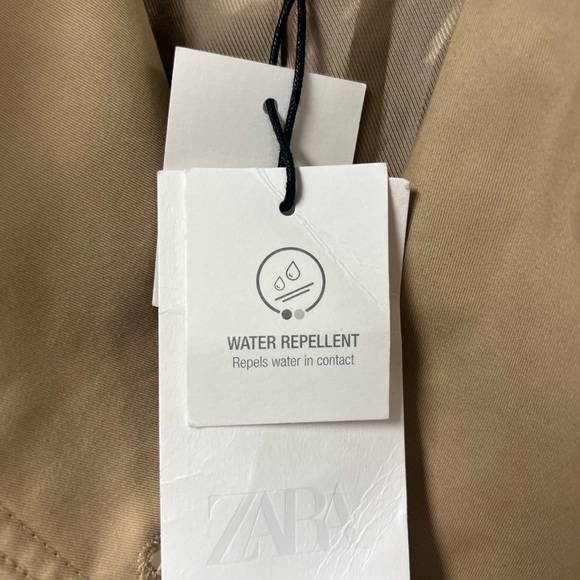 Zara Water Repellent Double-Breasted Trench Coat ZW Collection Camel Size S NWT - Picture 10 of 12